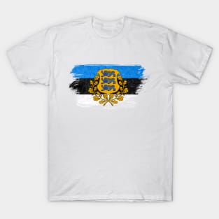 Estonia flag - grunge brick stone T-Shirt